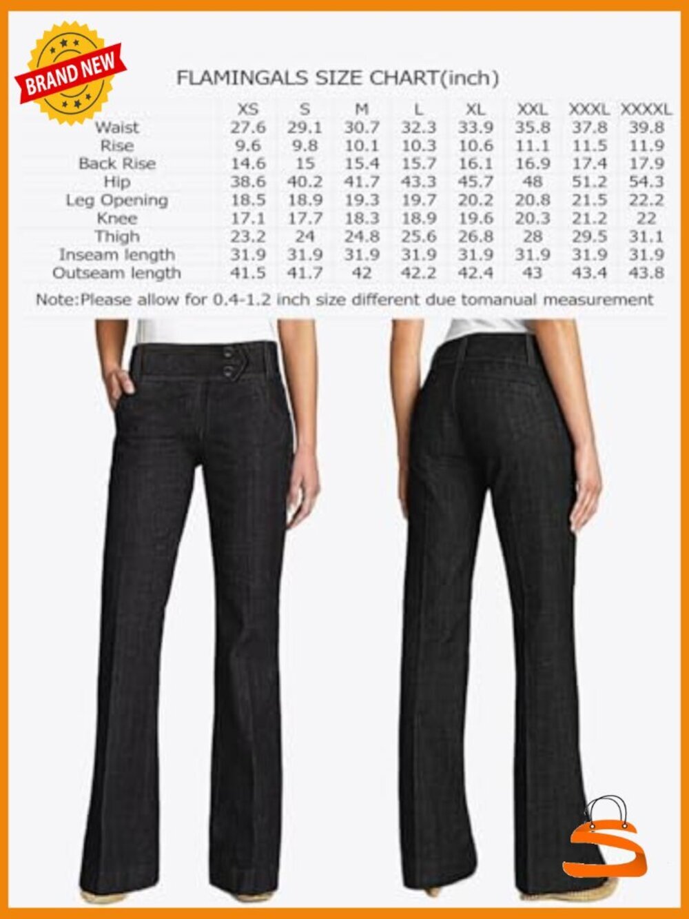 Bootcut Dress Pants Mid Rise Double Button Work Slacks - Picture 6 of 6
